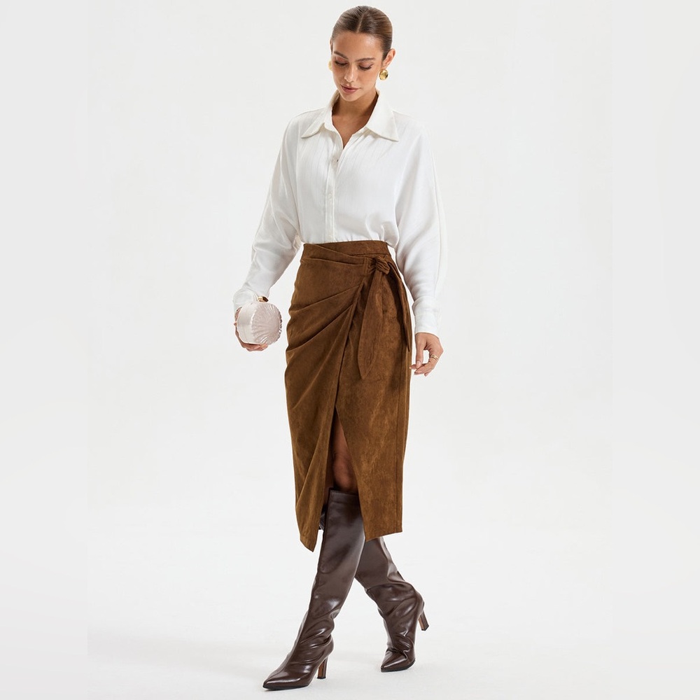 Commense Asymmetrical Brown Skirt